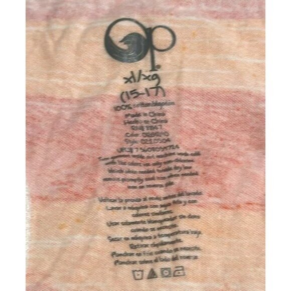 Womens XL Racerback Tank Top With Tropical Orange & Yellow Stripes By Op - Picture 2 of 3